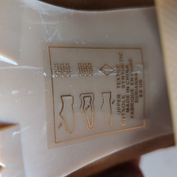 Leila Stone rabbit fur lined brown suede Vegan tan lace up heeled boots. Size 8 - Picture 7 of 9